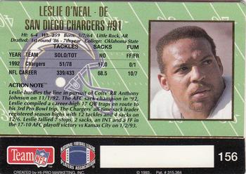 1993 Action Packed #156 Leslie O'Neal Back