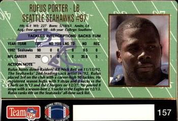 1993 Action Packed #157 Rufus Porter Back