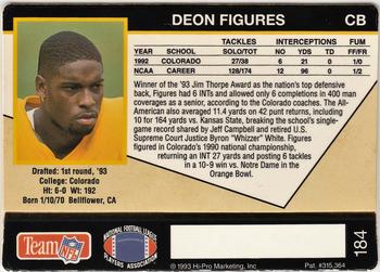 1993 Action Packed #184 Deon Figures Back