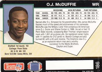 1993 Action Packed #186 O.J. McDuffie Back