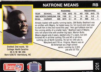 1993 Action Packed #201 Natrone Means Back