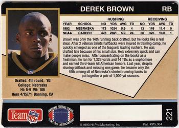 1993 Action Packed #221 Derek Brown Back