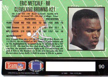 1993 Action Packed #90 Eric Metcalf Back