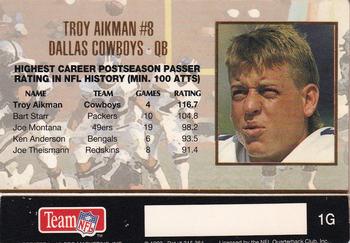 1993 Action Packed - 24K Gold #1G Troy Aikman Back