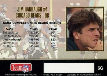 1993 Action Packed - 24K Gold #6G Jim Harbaugh Back