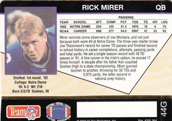 1993 Action Packed - 24K Gold #44G Rick Mirer Back