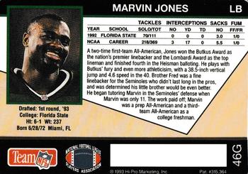 1993 Action Packed - 24K Gold #46G Marvin Jones Back