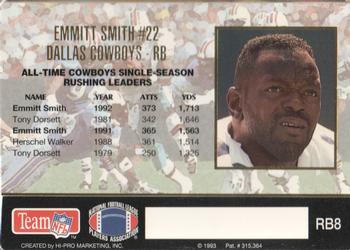 1993 Action Packed - 1000 Yd Rushers #RB8 Emmitt Smith Back
