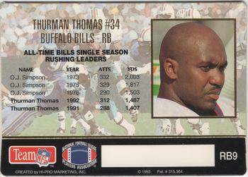 1993 Action Packed - 1000 Yd Rushers #RB9 Thurman Thomas Back