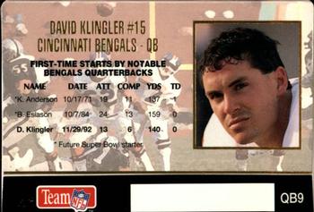 1993 Action Packed - Quarterback Club #QB9 David Klingler Back