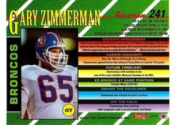 1993 Bowman #241 Gary Zimmerman Back