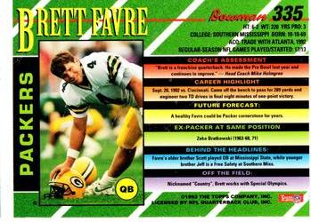 1993 Bowman #335 Brett Favre Back