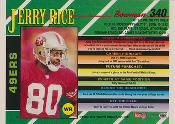 1993 Bowman #340 Jerry Rice Back