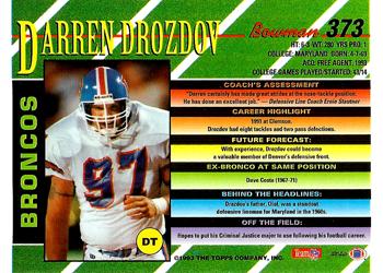 1993 Bowman #373 Darren Drozdov Back