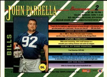 1993 Bowman #2 John Parrella Back