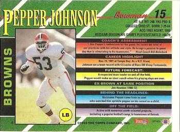 1993 Bowman #15 Pepper Johnson Back