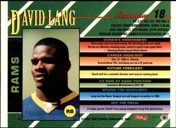 1993 Bowman #18 David Lang Back