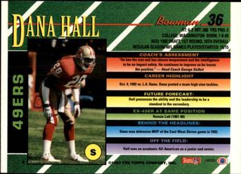 1993 Bowman #36 Dana Hall Back