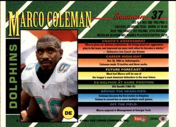 1993 Bowman #37 Marco Coleman Back