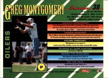 1993 Bowman #38 Greg Montgomery Back