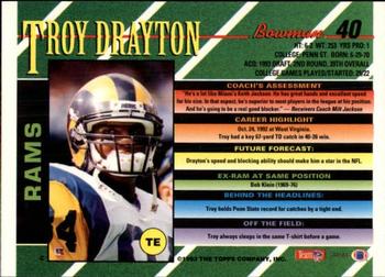 1993 Bowman #40 Troy Drayton Back