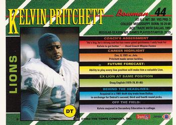 1993 Bowman #44 Kelvin Pritchett Back