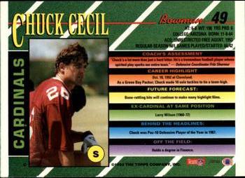 1993 Bowman #49 Chuck Cecil Back