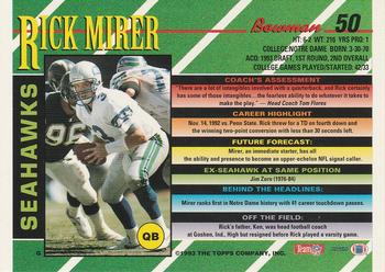1993 Bowman #50 Rick Mirer Back