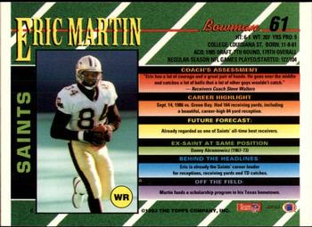 1993 Bowman #61 Eric Martin Back