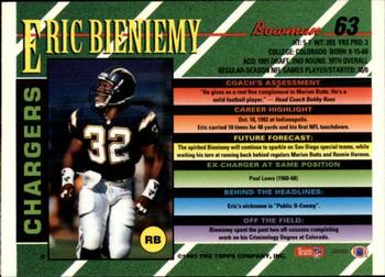 1993 Bowman #63 Eric Bieniemy Back