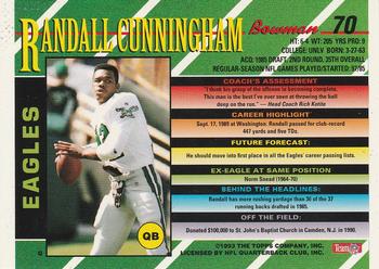 1993 Bowman #70 Randall Cunningham Back