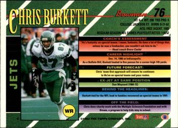 1993 Bowman #76 Chris Burkett Back