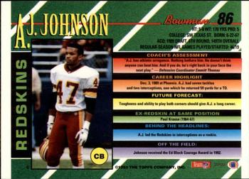 1993 Bowman #86 A.J. Johnson Back