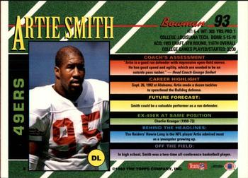 1993 Bowman #93 Artie Smith Back