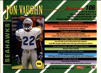 1993 Bowman #106 Jon Vaughn Back