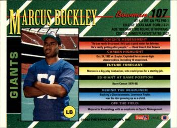 1993 Bowman #107 Marcus Buckley Back