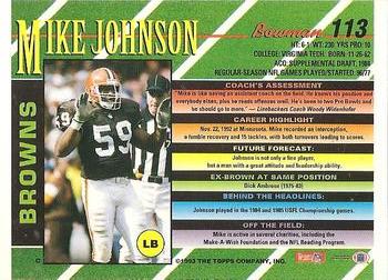 1993 Bowman #113 Mike Johnson Back