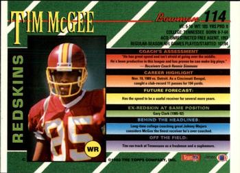 1993 Bowman #114 Tim McGee Back