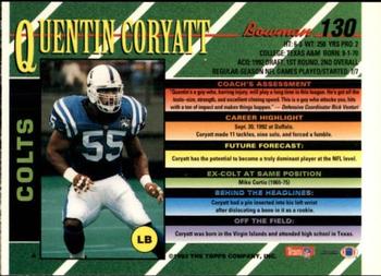 1993 Bowman #130 Quentin Coryatt Back