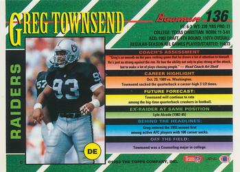 1993 Bowman #136 Greg Townsend Back