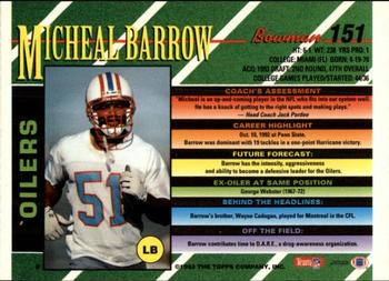 1993 Bowman #151 Micheal Barrow Back
