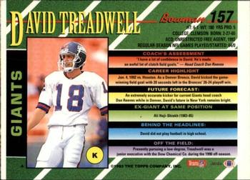 1993 Bowman #157 David Treadwell Back