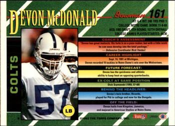 1993 Bowman #161 Devon McDonald Back