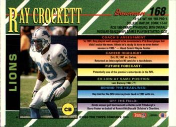 1993 Bowman #168 Ray Crockett Back