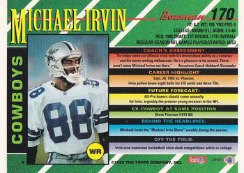 1993 Bowman #170 Michael Irvin Back