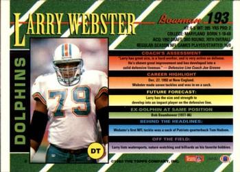 1993 Bowman #193 Larry Webster Back