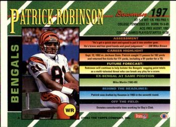 1993 Bowman #197 Patrick Robinson Back