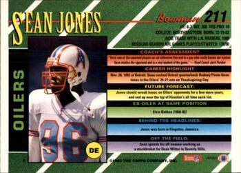 1993 Bowman #211 Sean Jones Back