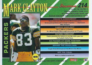 1993 Bowman #214 Mark Clayton Back