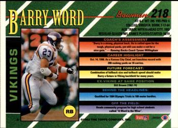 1993 Bowman #218 Barry Word Back